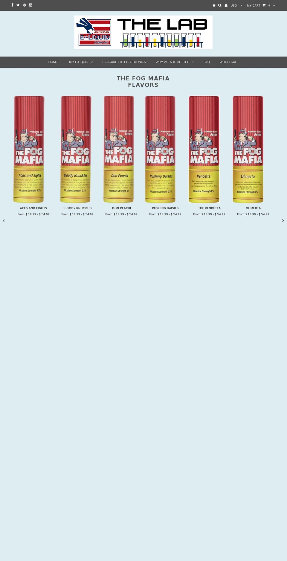 americaneliquidlab.com shopify website screenshot