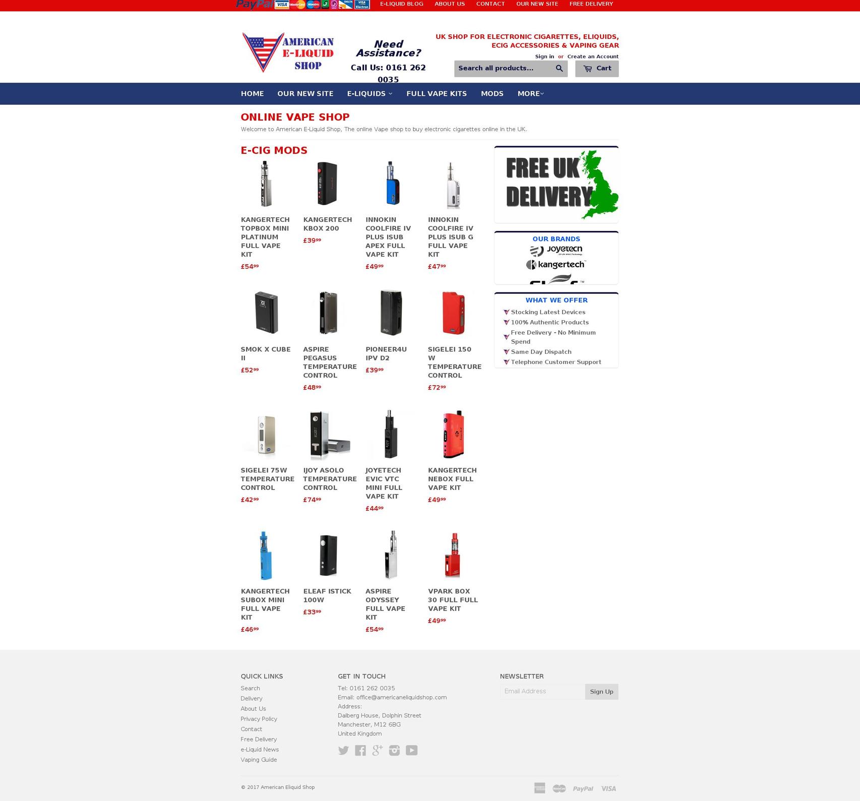 americaneliquidshop.com shopify website screenshot