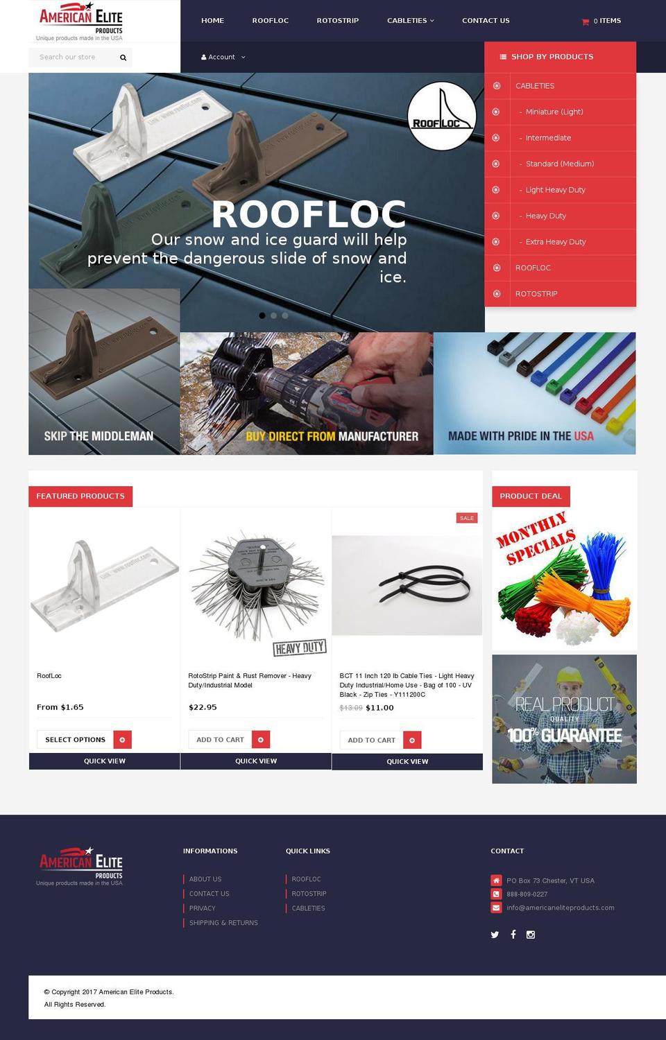 americaneliteproducts.com — Shopify storefront screenshot