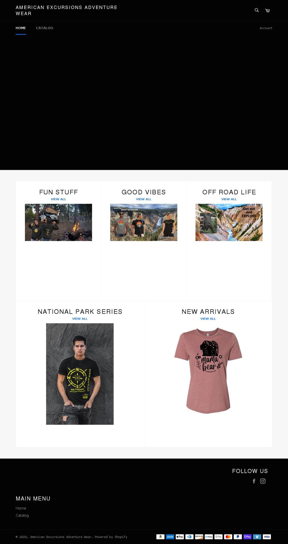 americanexcursions.net shopify website screenshot
