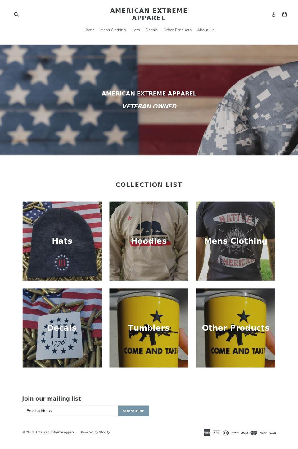 americanextremeapparel.com — Shopify storefront screenshot