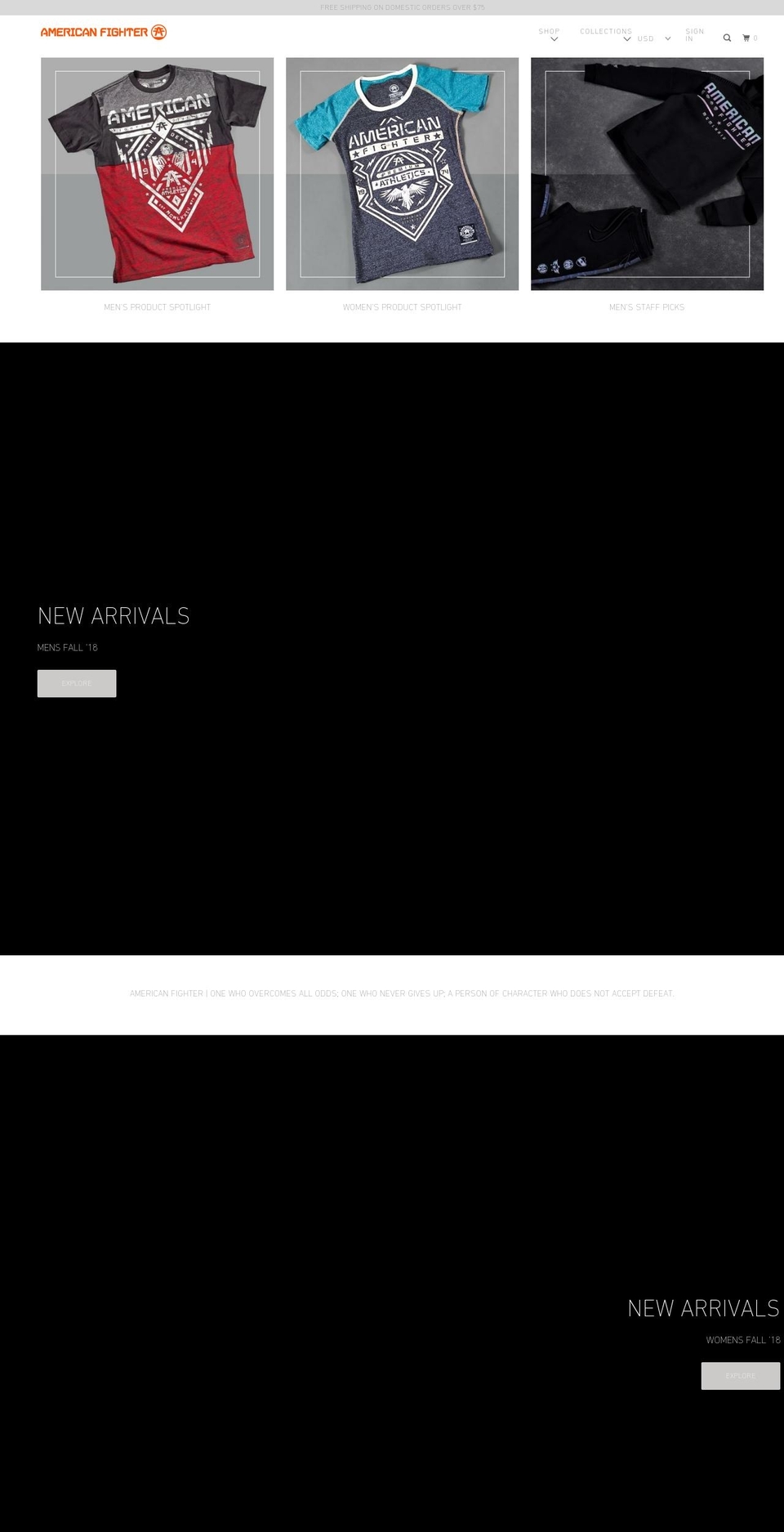 americanfighter.myshopify.com shopify website screenshot