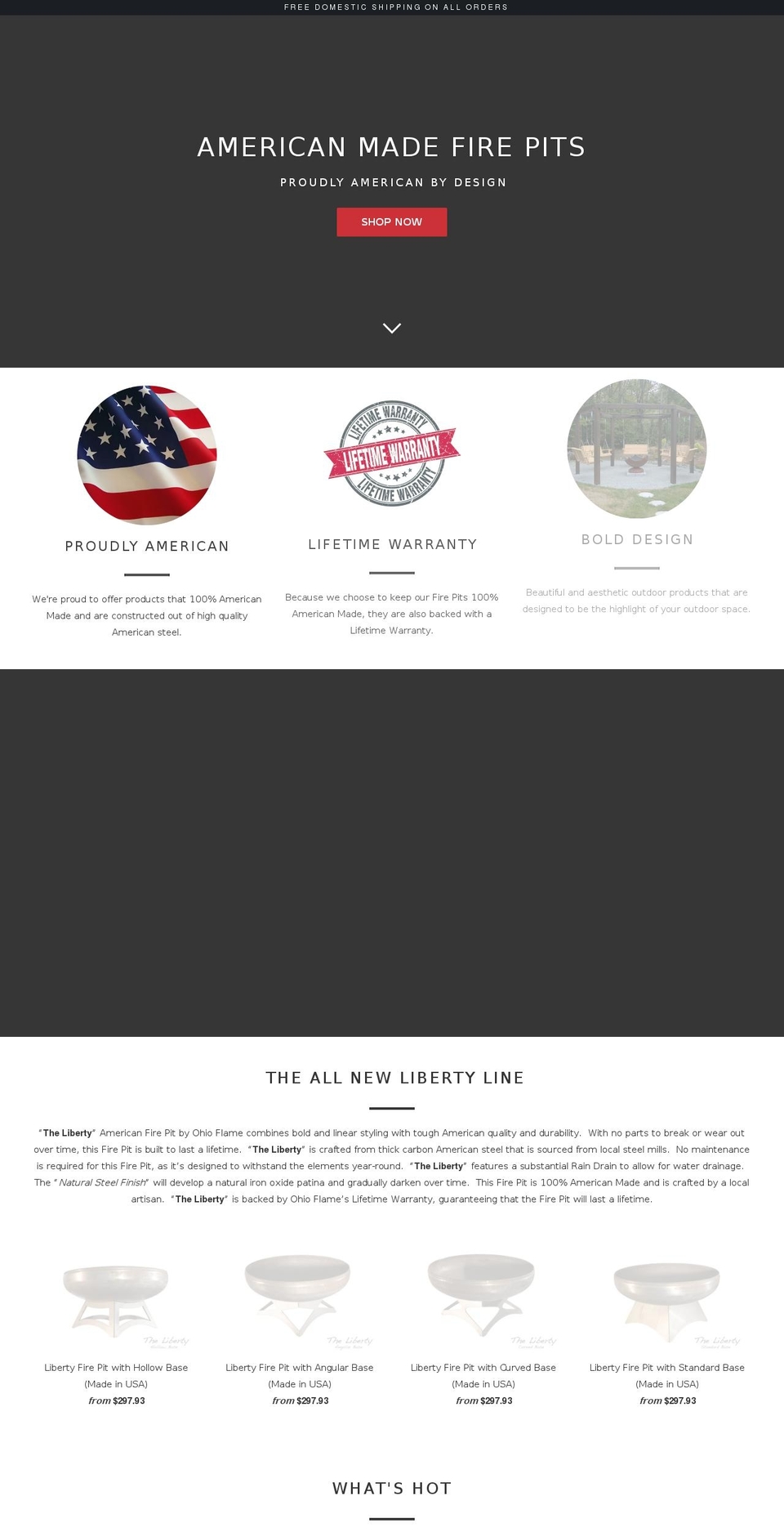americanfirebowls.com — Shopify storefront screenshot