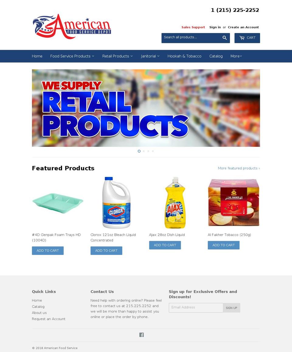 americanfoodservicedepot.com shopify website screenshot