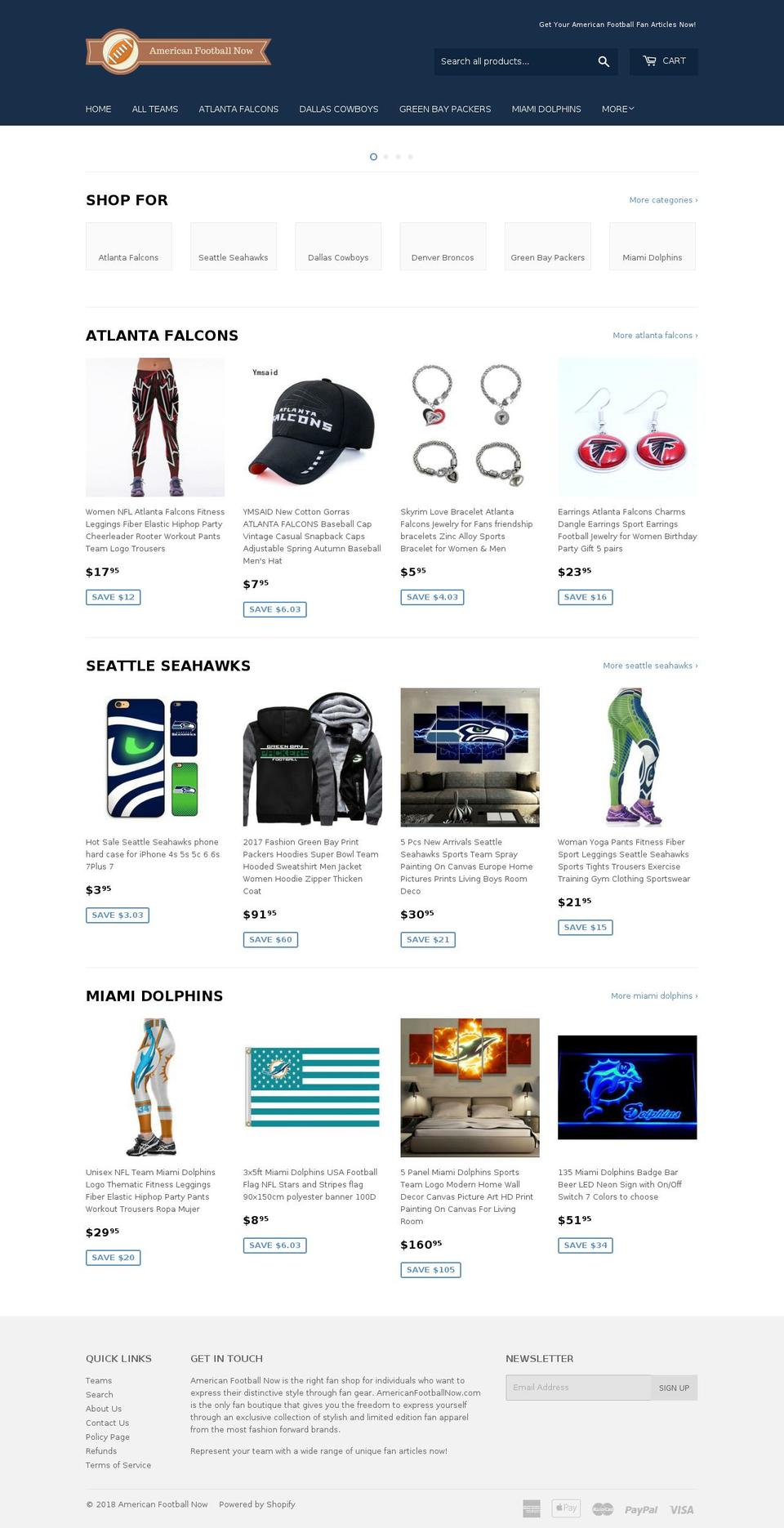 americanfootballnow.com — Shopify storefront screenshot