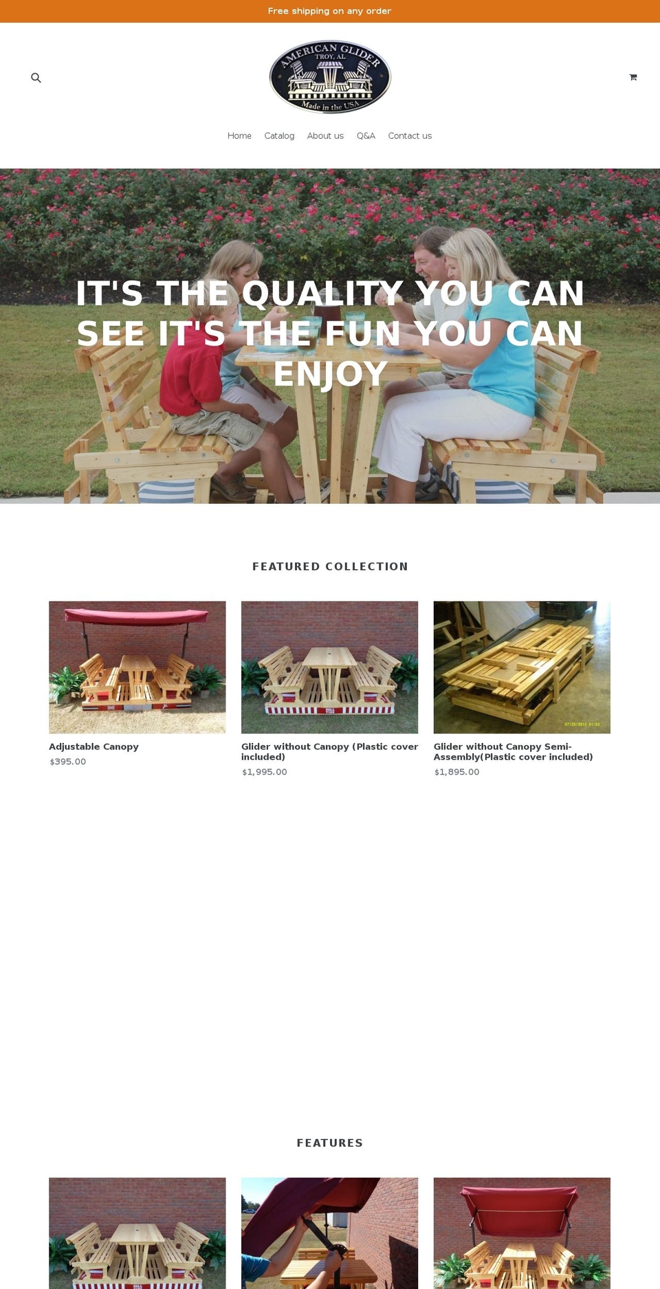 americangliders.com — Shopify storefront screenshot