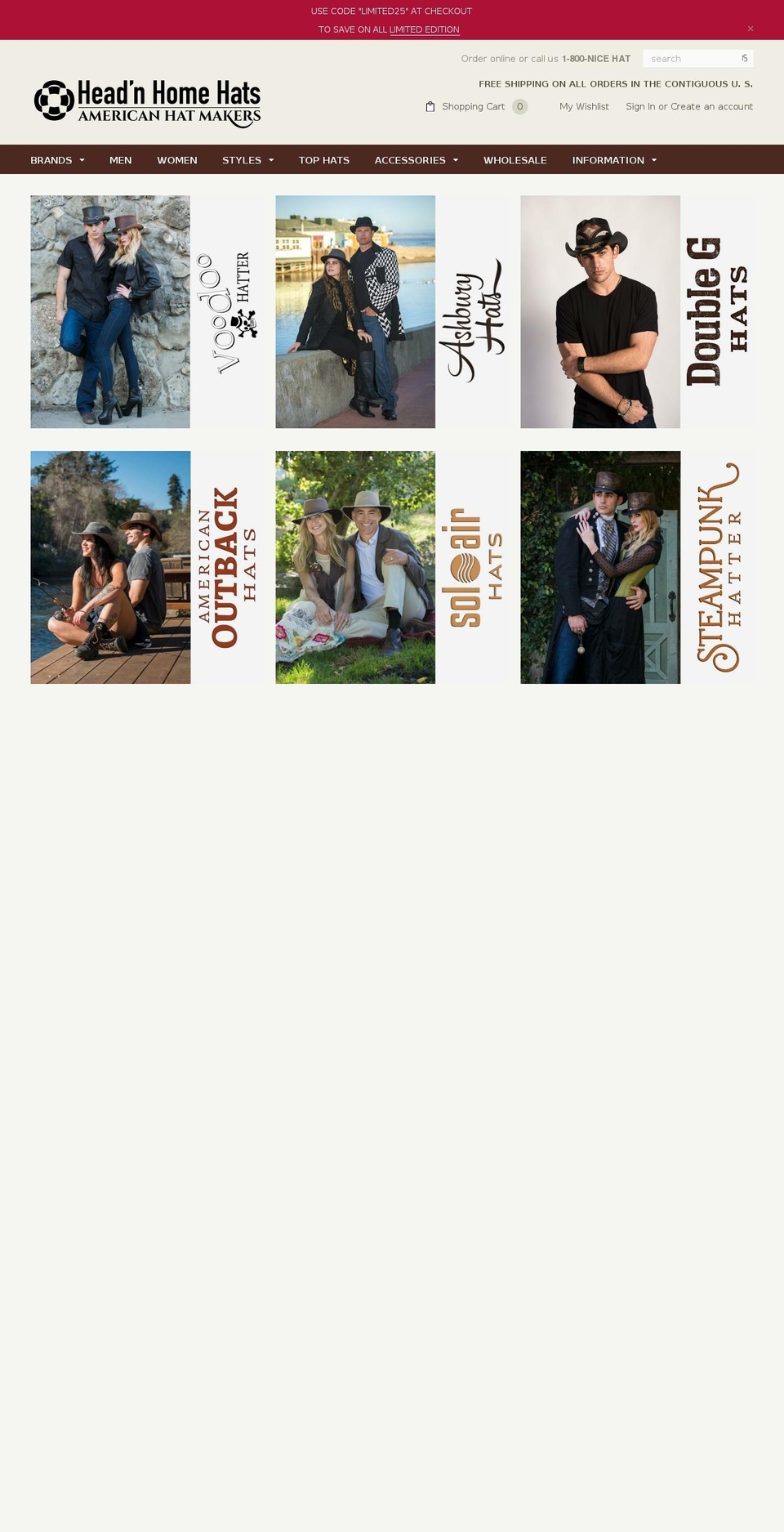 americanhatmaker.com — Shopify storefront screenshot