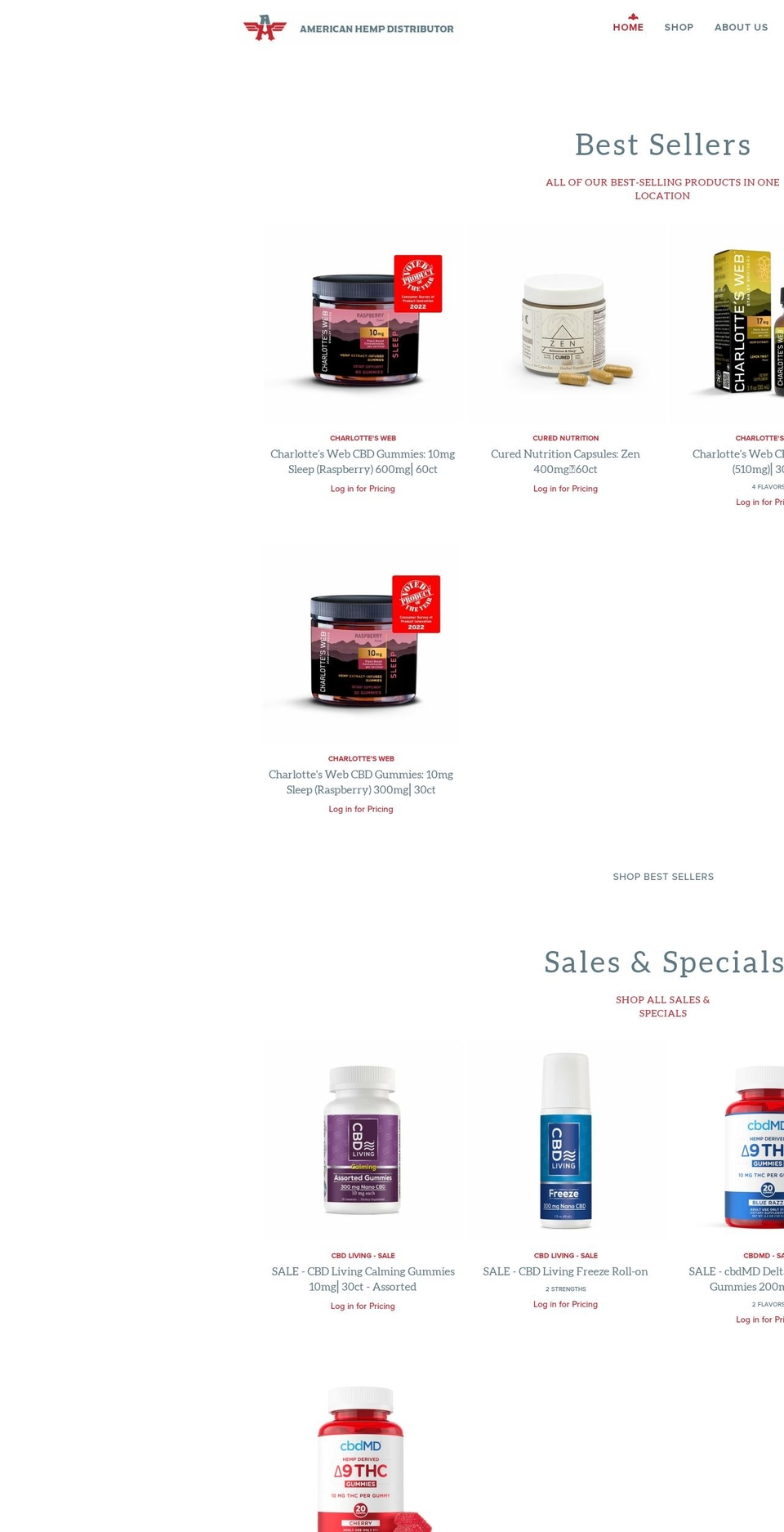 americanhempdistributor.com shopify website screenshot