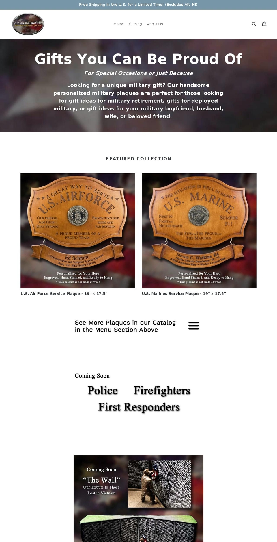 americanherogifts.com — Shopify storefront screenshot
