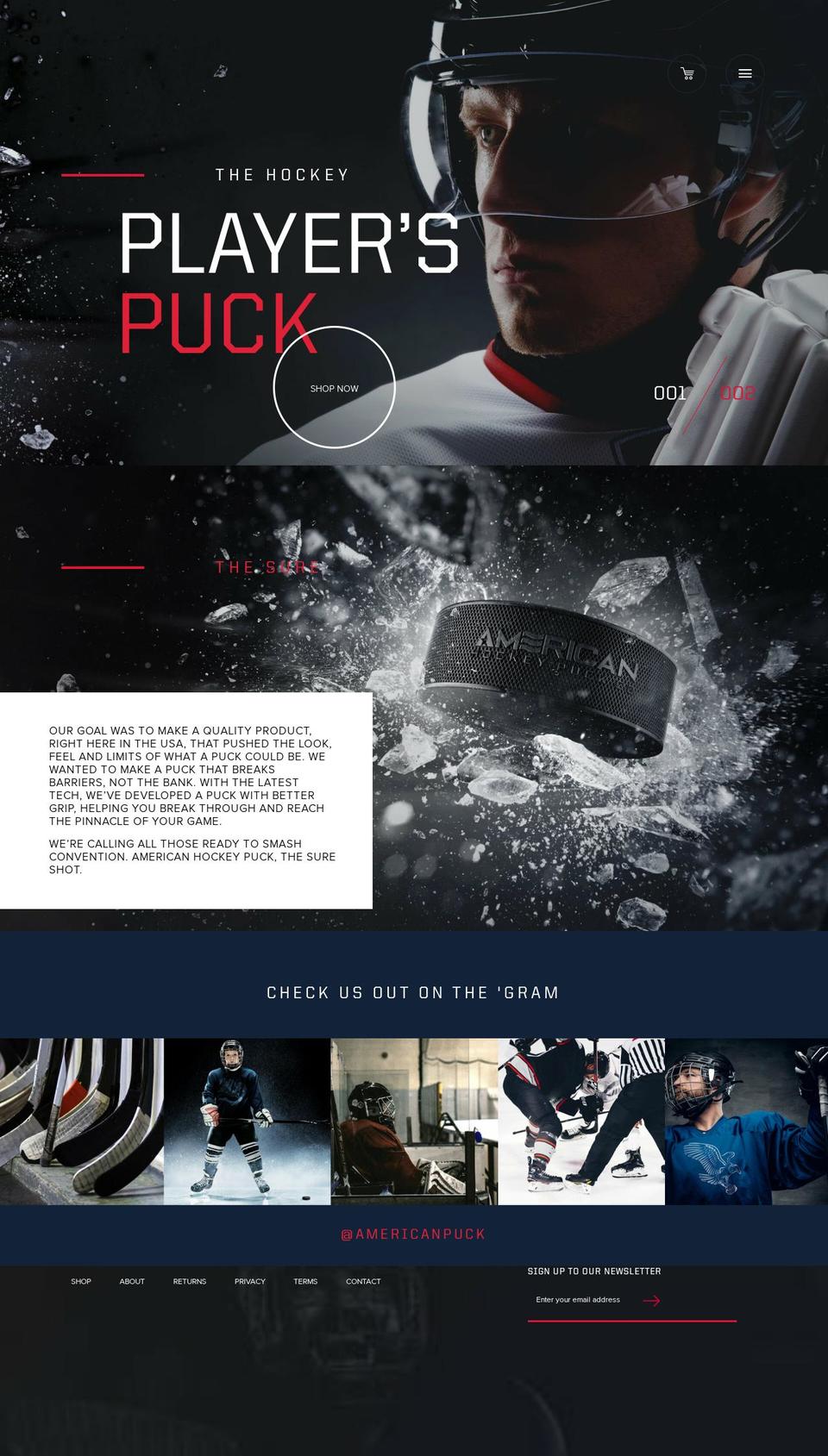 americanhockeypuck.com shopify website screenshot