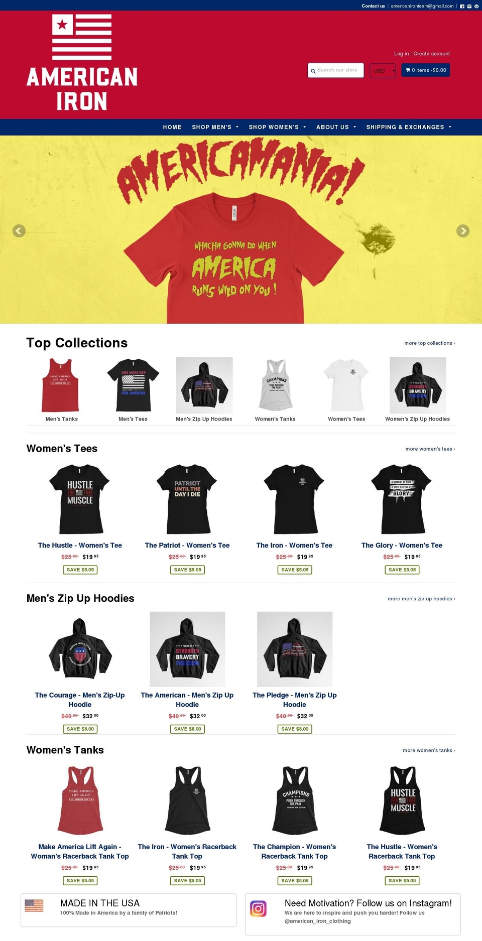 americanironclothing.com — Shopify storefront screenshot
