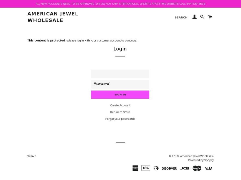 americanjewelwholesale.com — Shopify storefront screenshot
