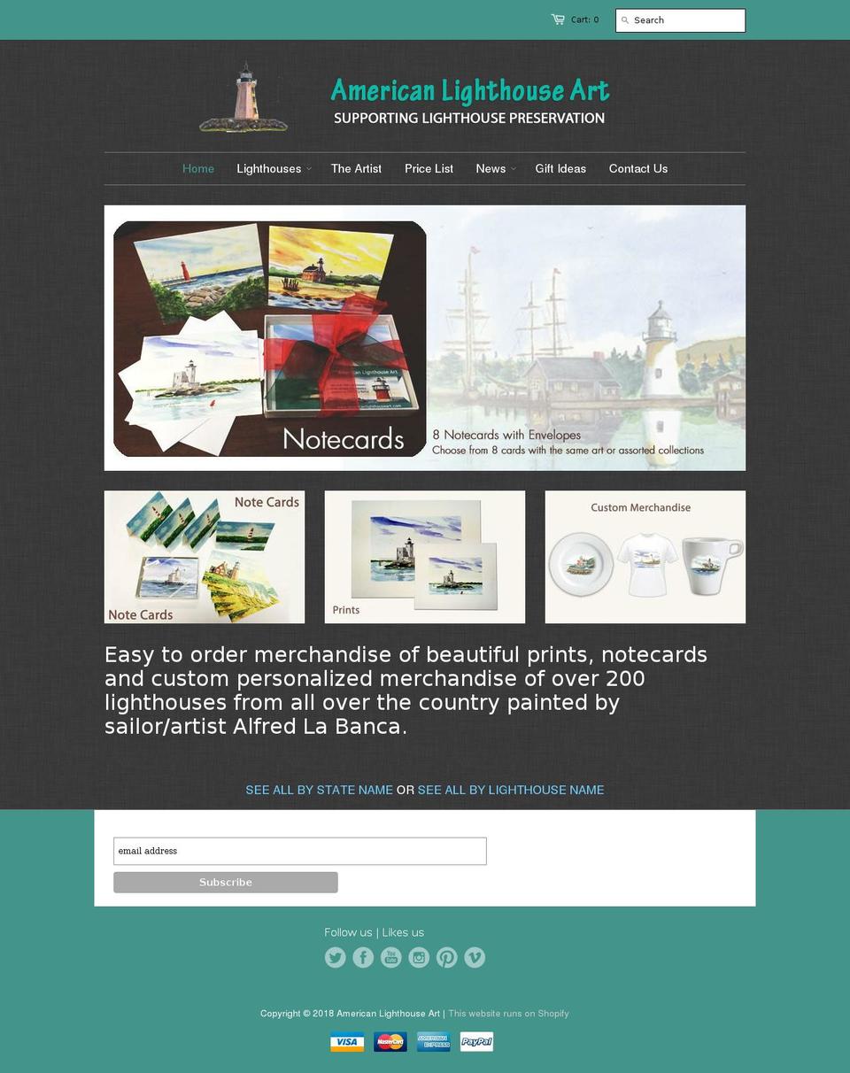 americanlighthouseart.com — Shopify storefront screenshot