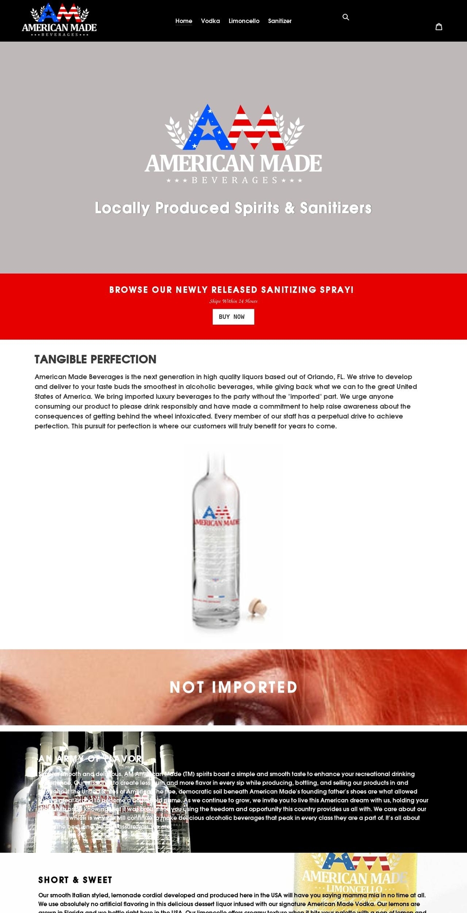 americanmadebeverages.com shopify website screenshot