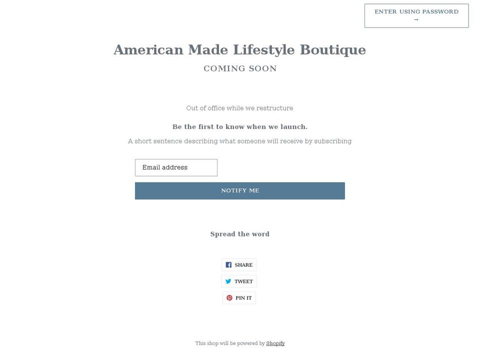 americanmadelifestyle.com shopify website screenshot