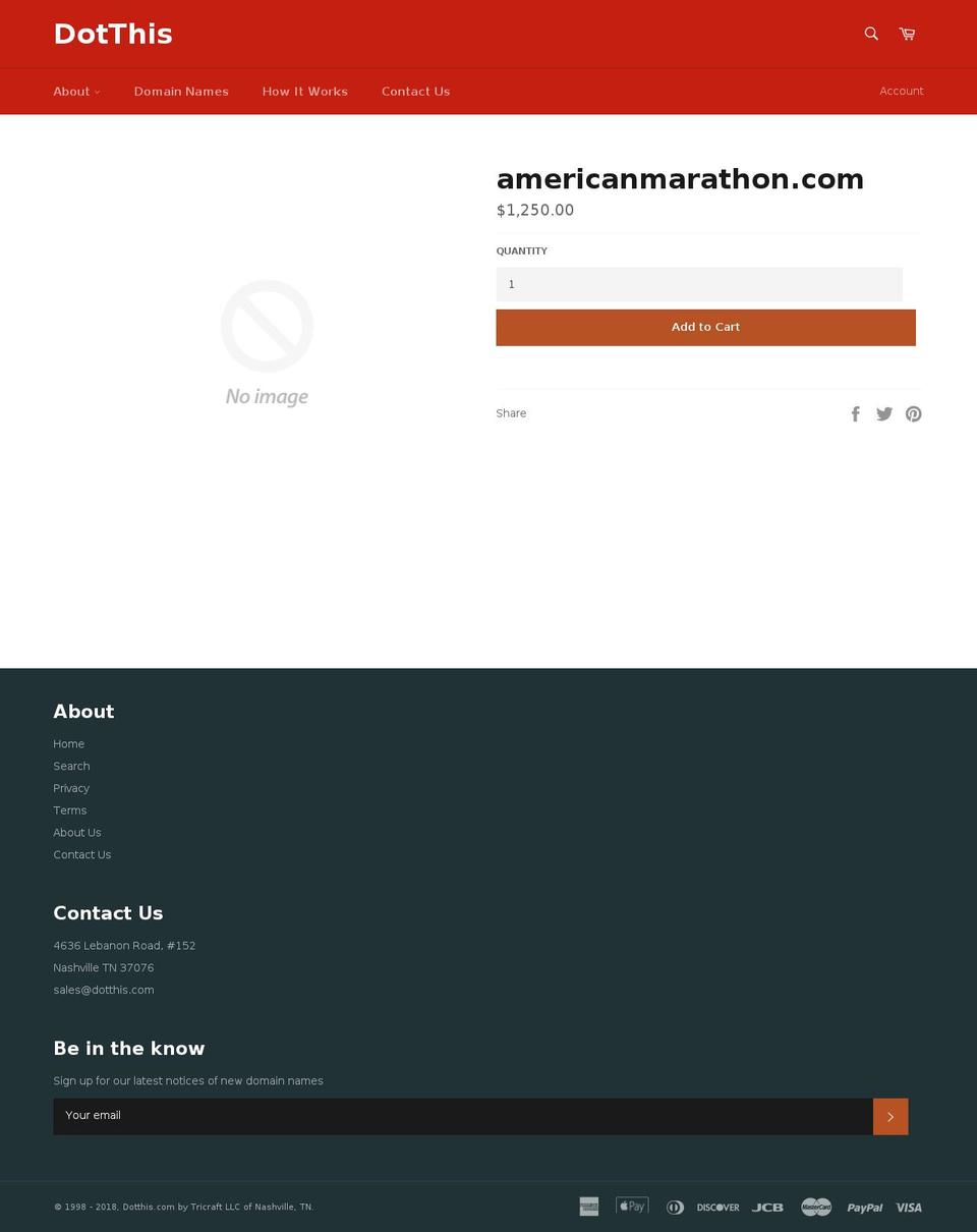 americanmarathon.com — Shopify storefront screenshot