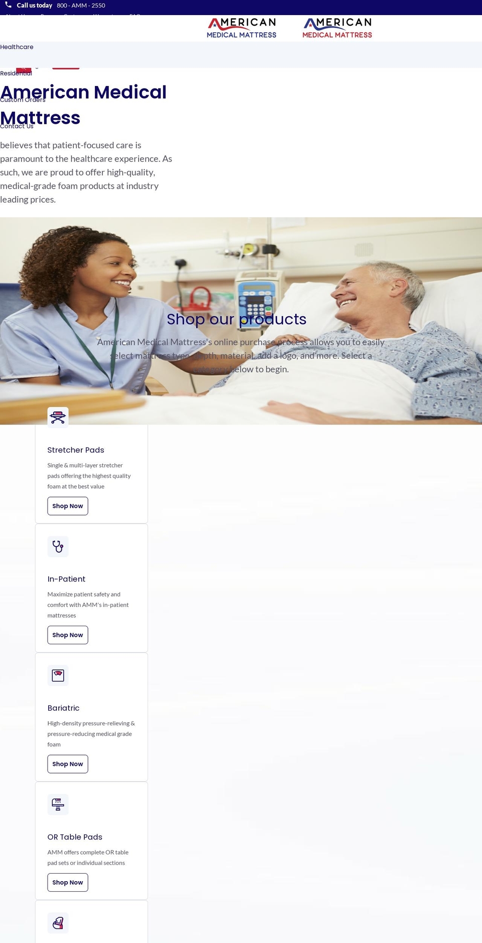 americanmedicalmattress.com shopify website screenshot