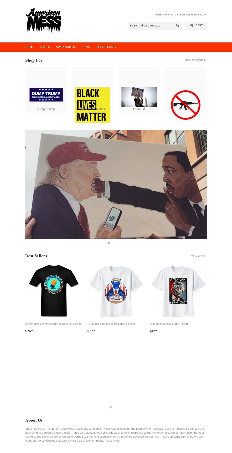 americanmess.com — Shopify storefront screenshot