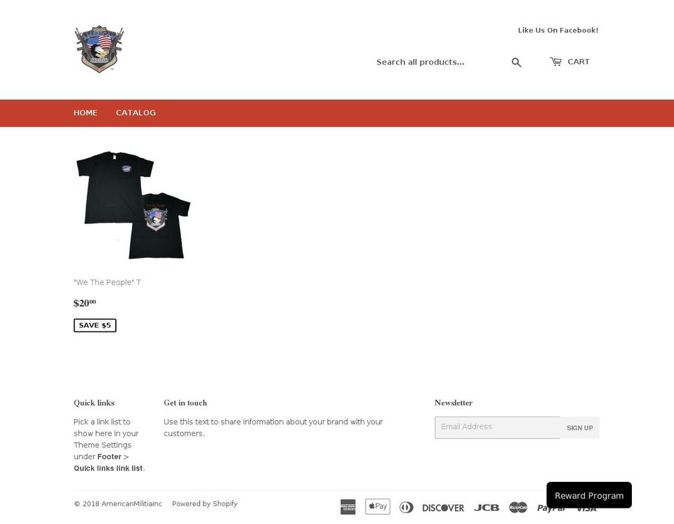 americanmilitiainc.com — Shopify storefront screenshot