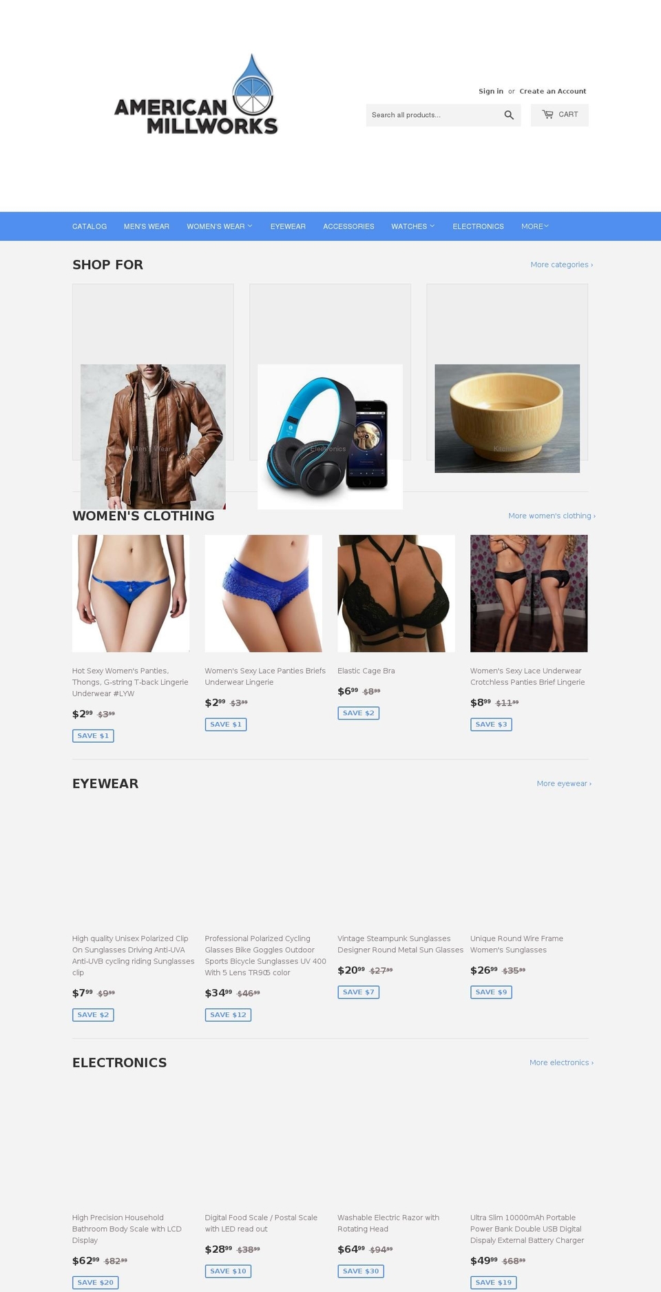 americanmillworks.com — Shopify storefront screenshot