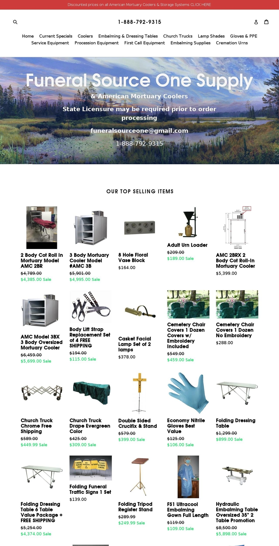 americanmortuarycoolers.com shopify website screenshot
