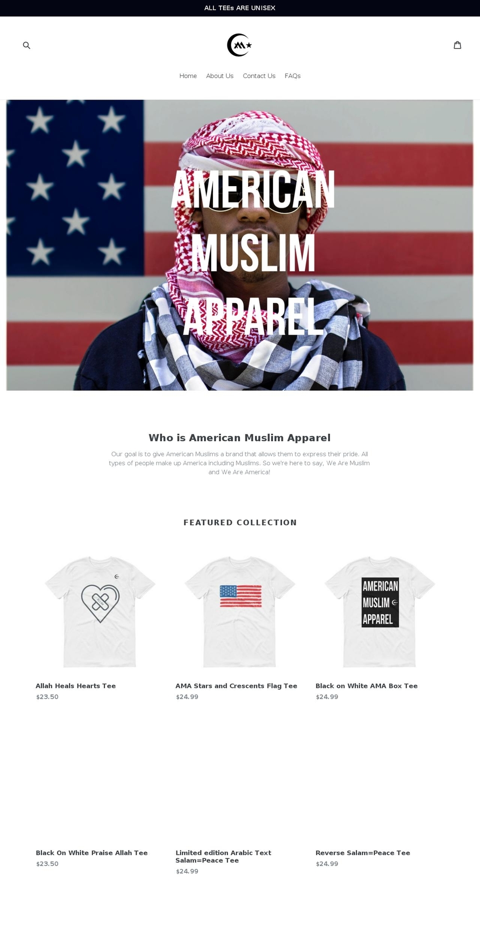 americanmuslimapparel.com — Shopify storefront screenshot