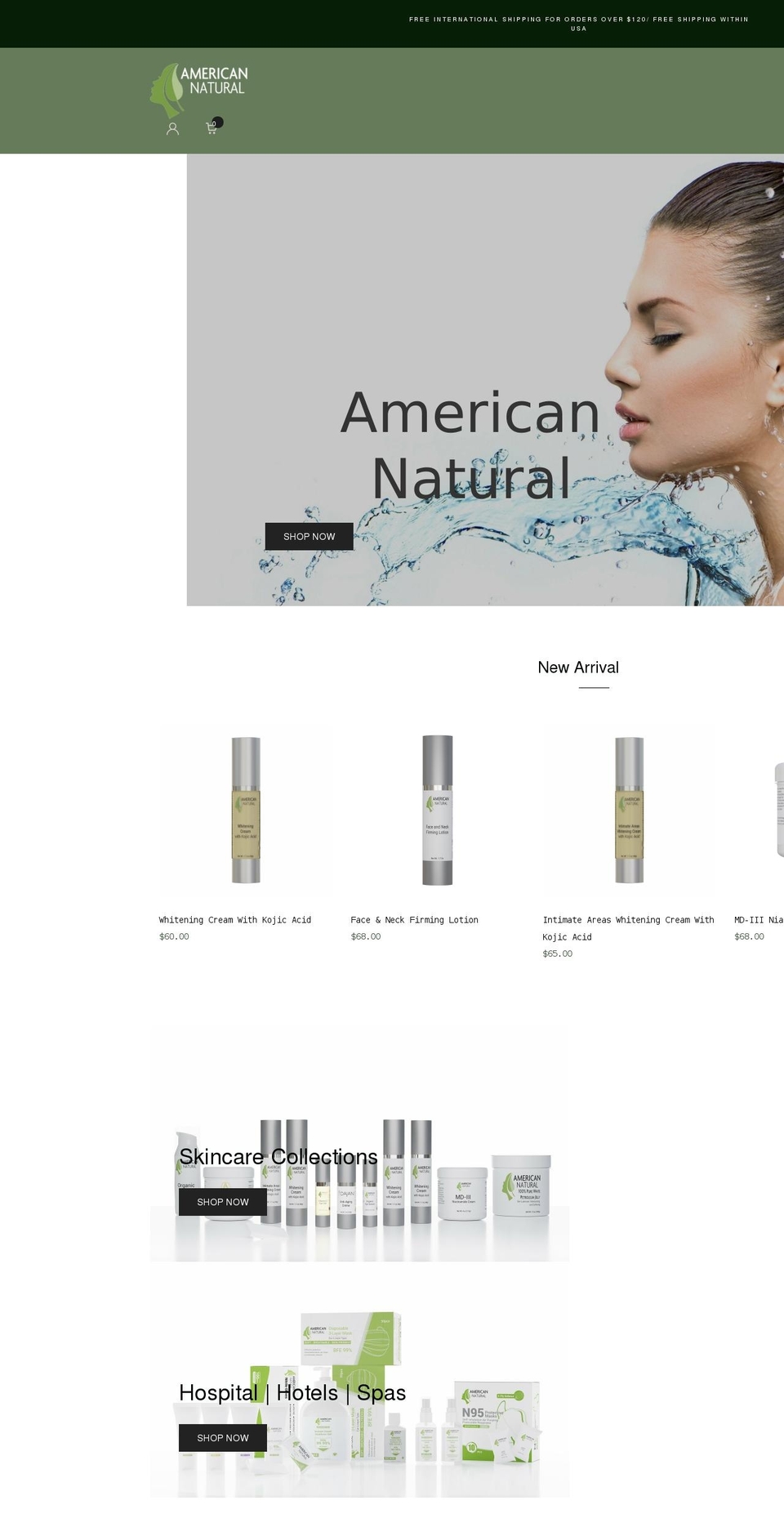 Vanisa home Shopify theme site example americannaturalblend.com