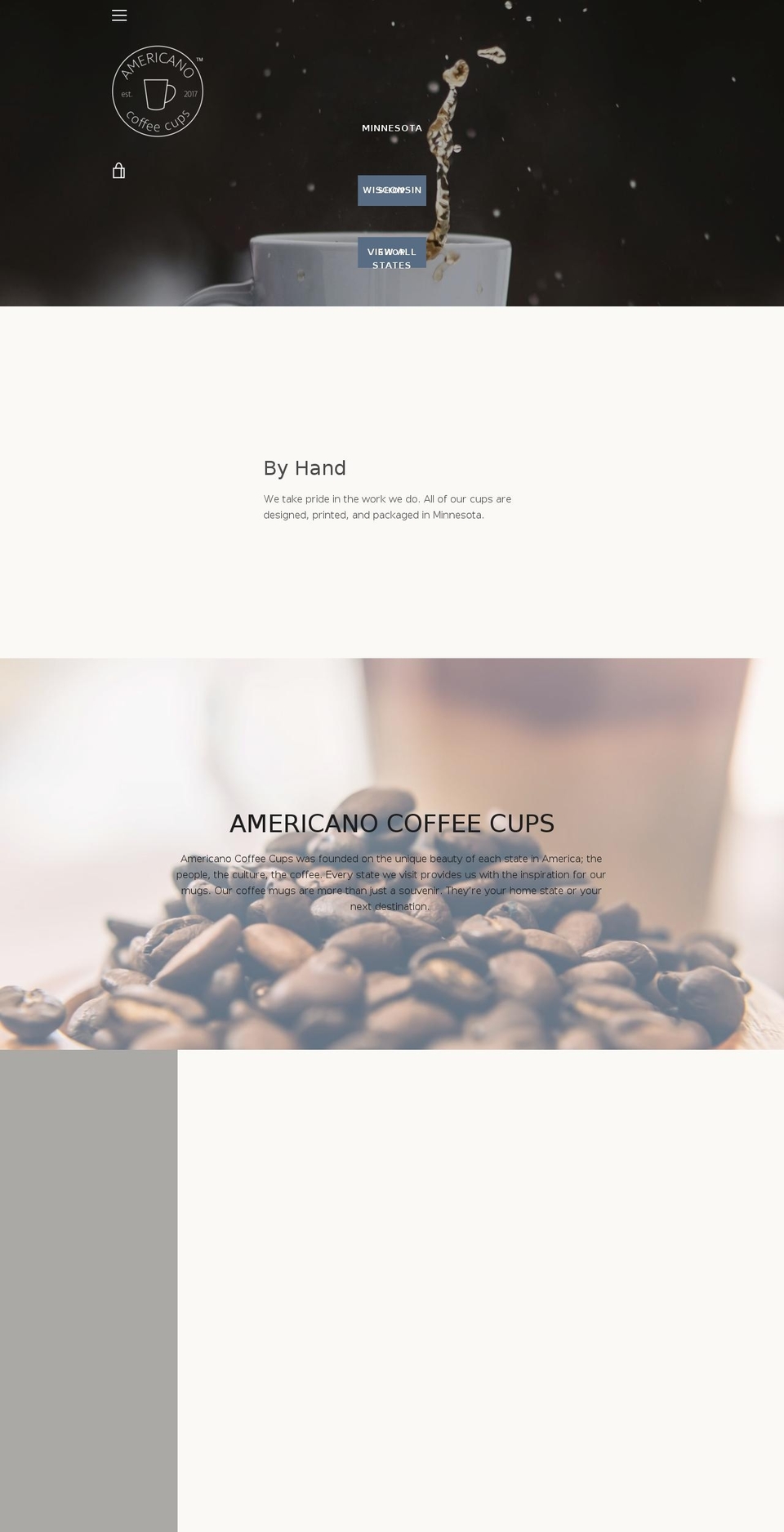 americanocoffeecups.com — Shopify storefront screenshot