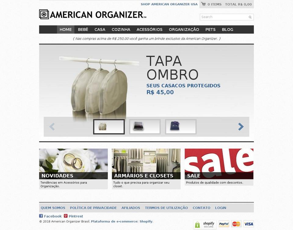 americanorganizer.com.br shopify website screenshot