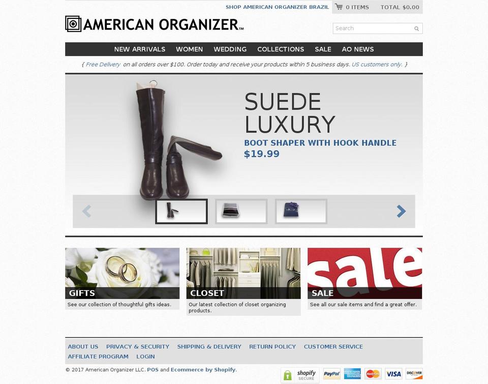 Clearflex Shopify theme site example americanorganizer.com