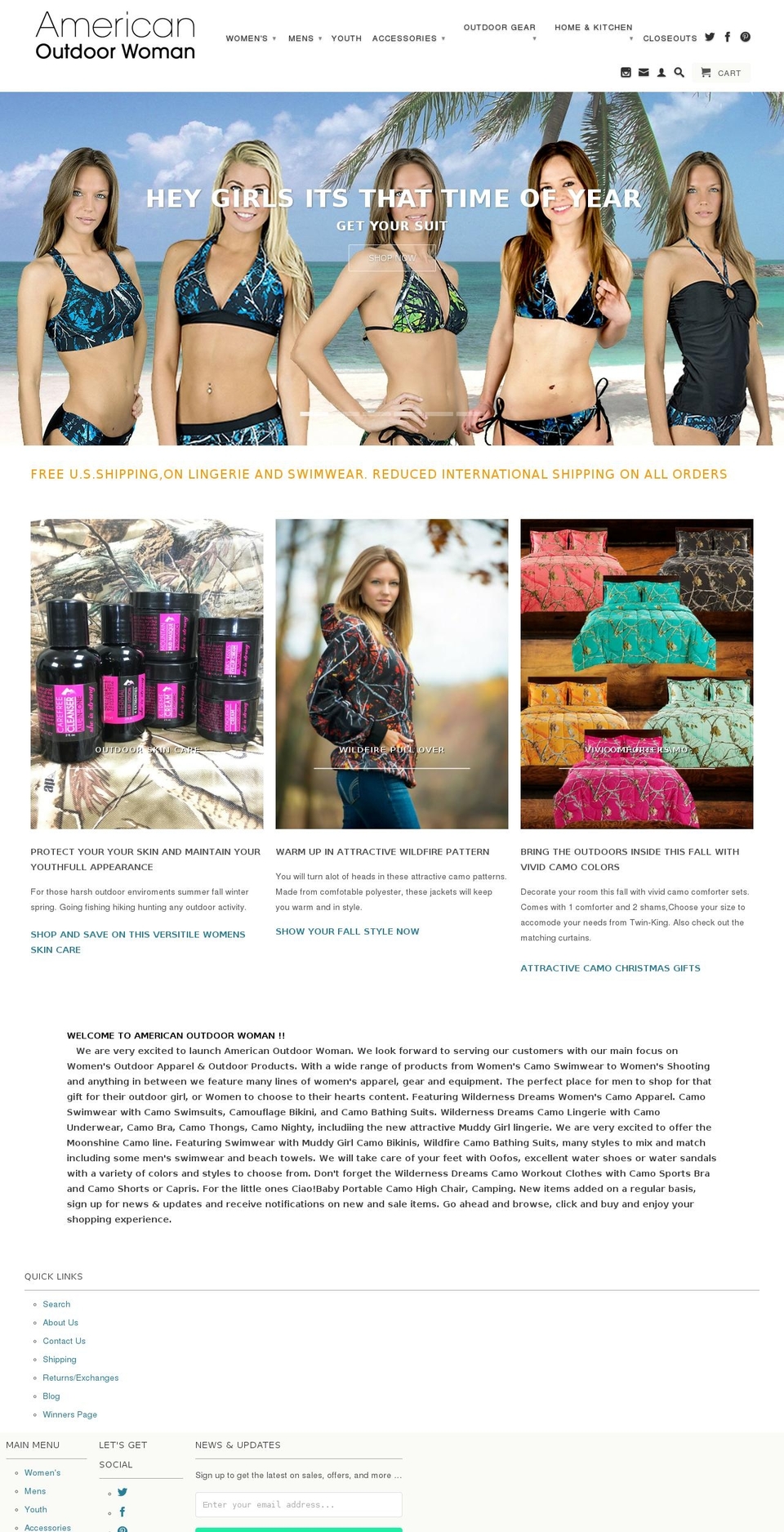 americanoutdoorwoman.com shopify website screenshot