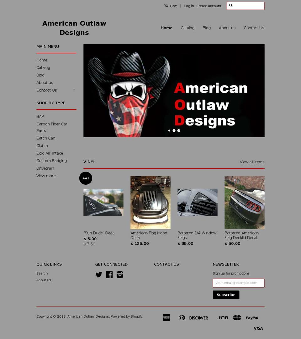 americanoutlawdesigns.com — Shopify storefront screenshot