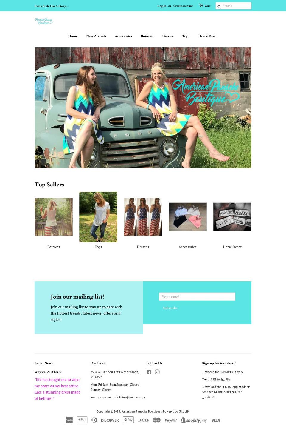 americanpanacheboutique.com shopify website screenshot