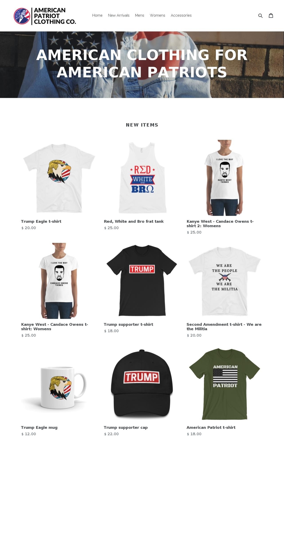 americanpatriotclothingco.com shopify website screenshot