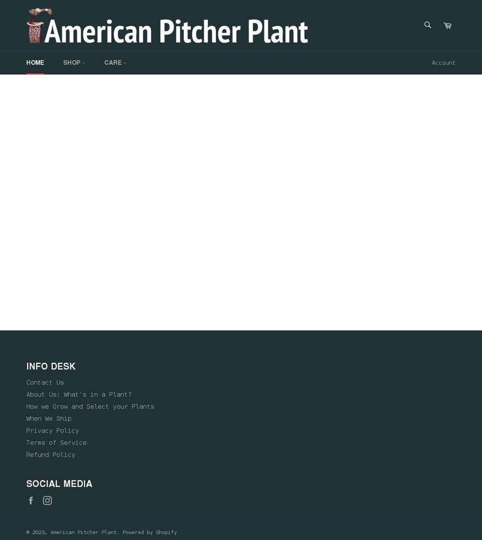 americanpitcherplant.com shopify website screenshot