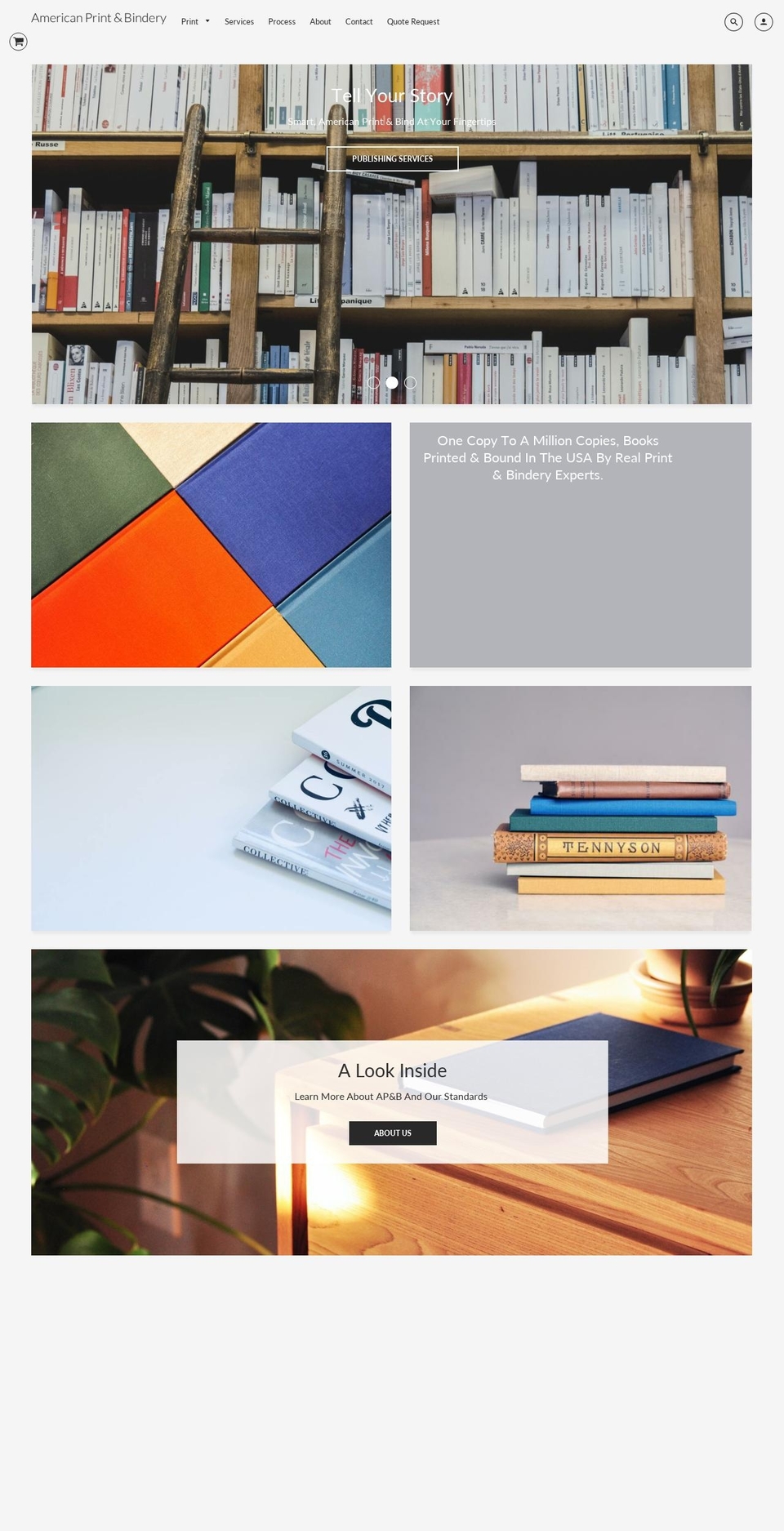 americanprintandbindery.com shopify website screenshot