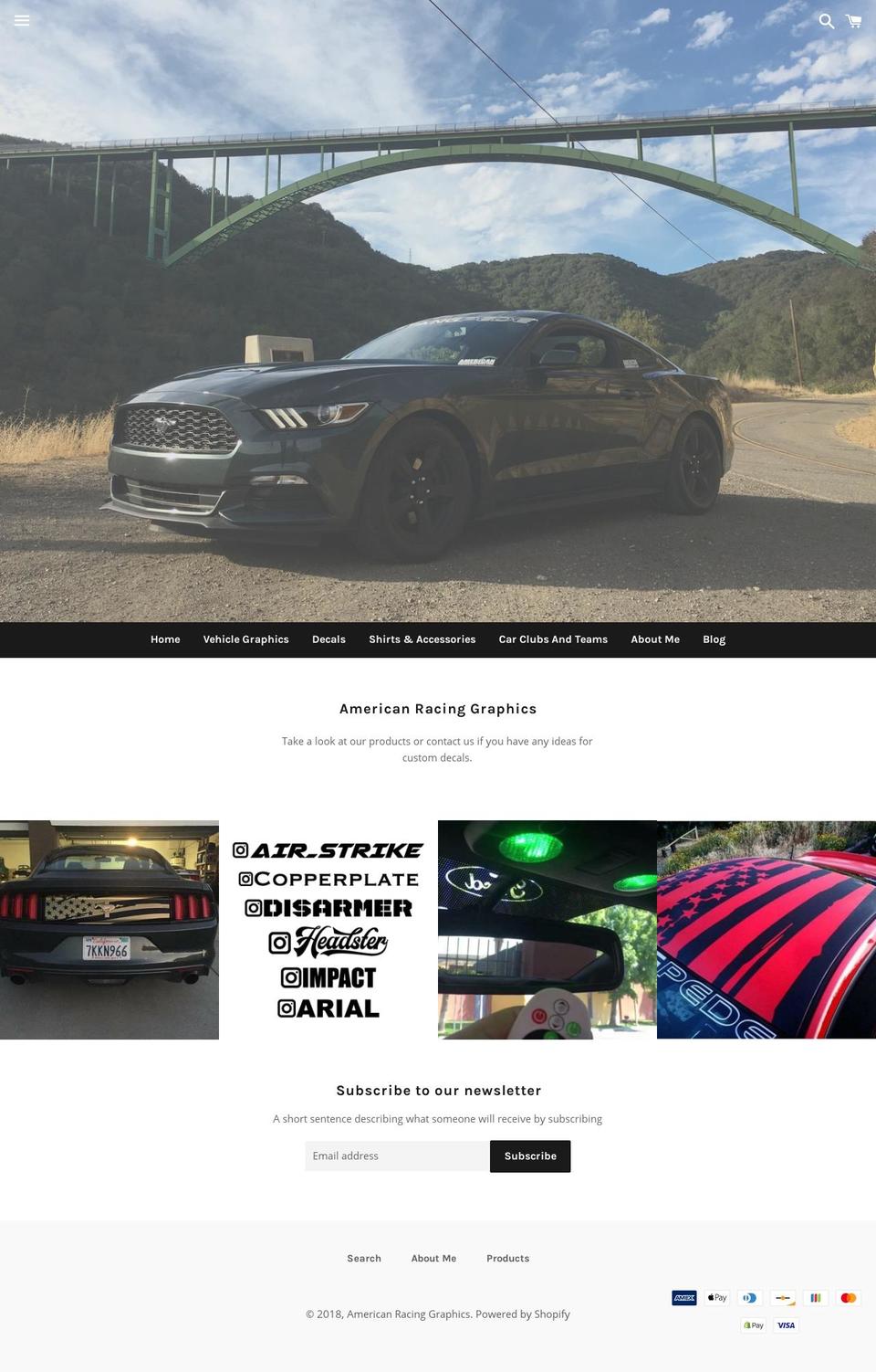 americanracinggraphics.com shopify website screenshot