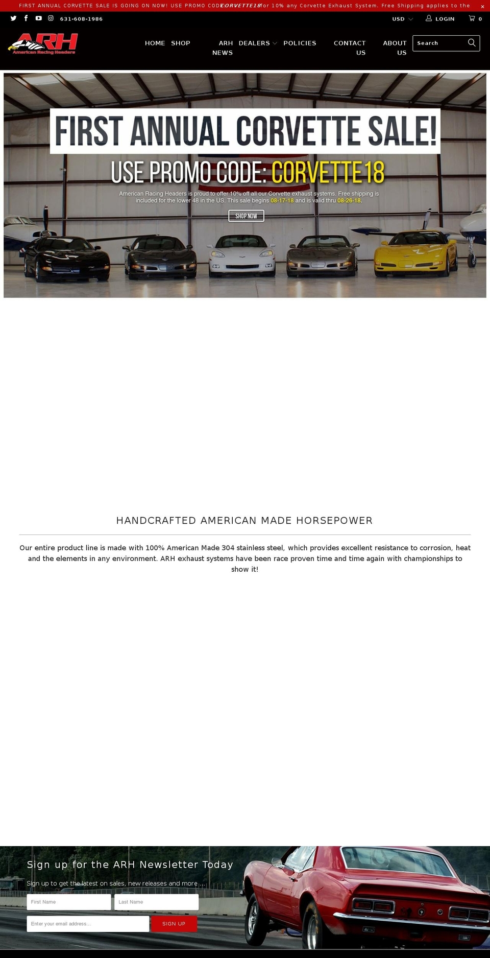 americanracingheaders.com shopify website screenshot