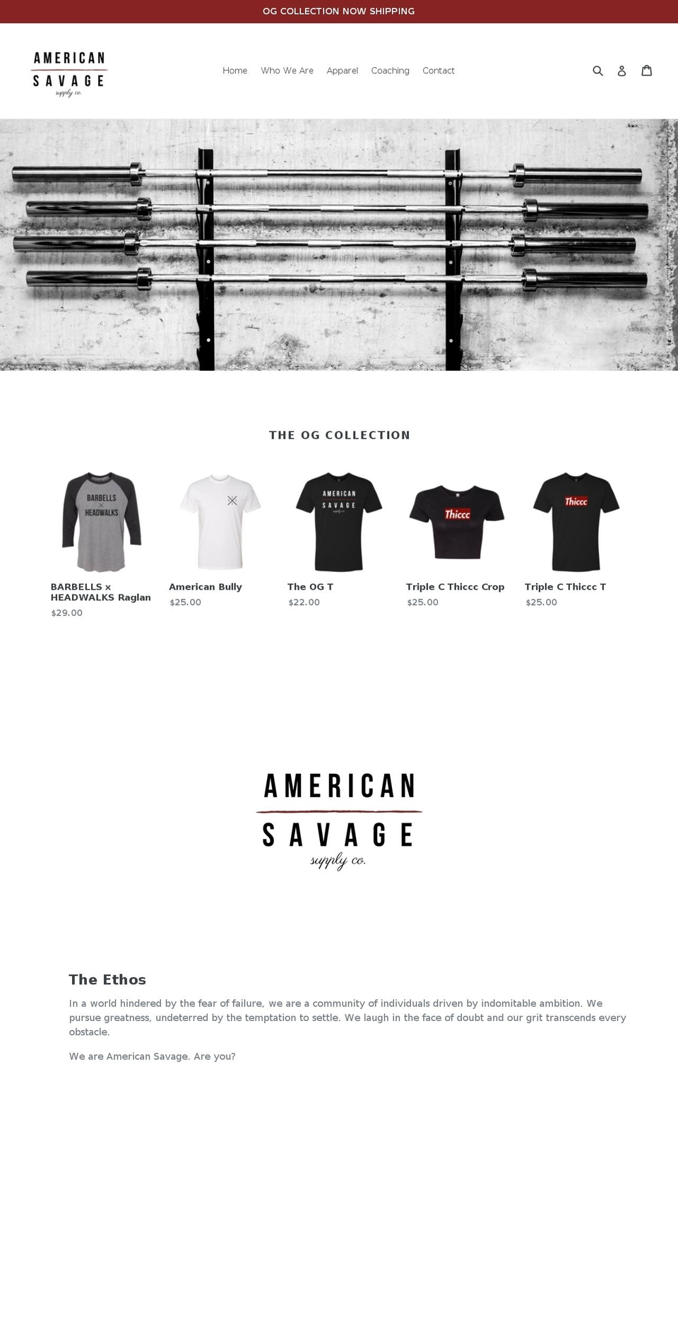 americansavageco.com — Shopify storefront screenshot