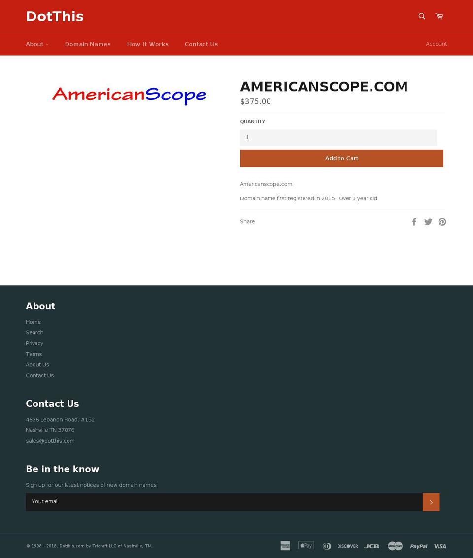 americanscope.com — Shopify storefront screenshot
