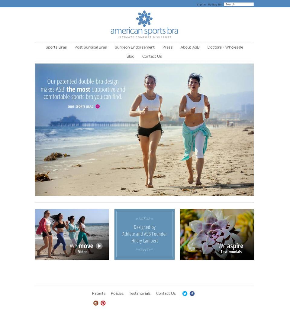americansportsbra.com shopify website screenshot