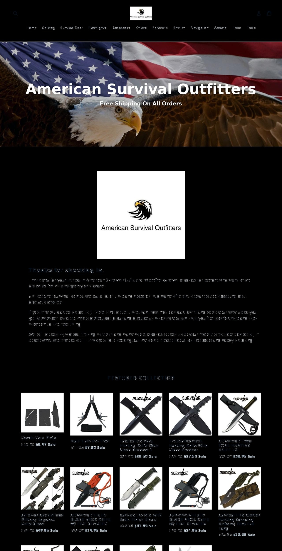 americansurvivaloutfitters.com — Shopify storefront screenshot