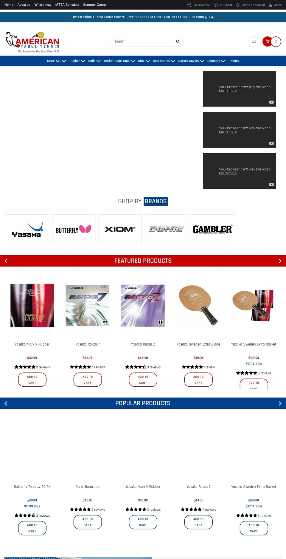 Qeretail-- Shopify theme site example americantabletennis.com