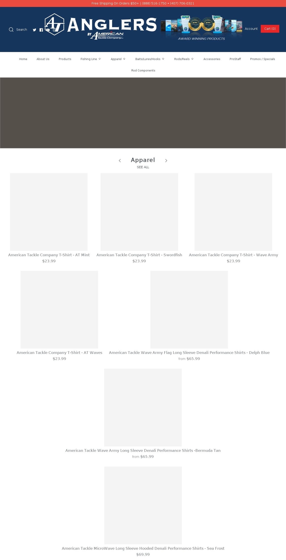americantackleanglerproducts.com shopify website screenshot