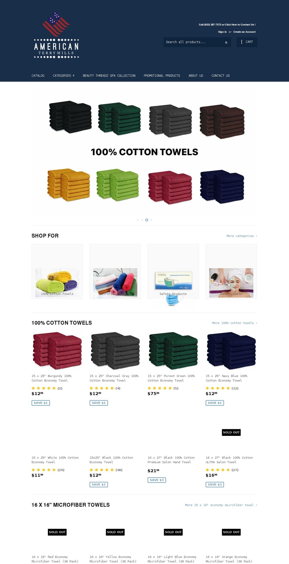 americanterrymills.com shopify website screenshot