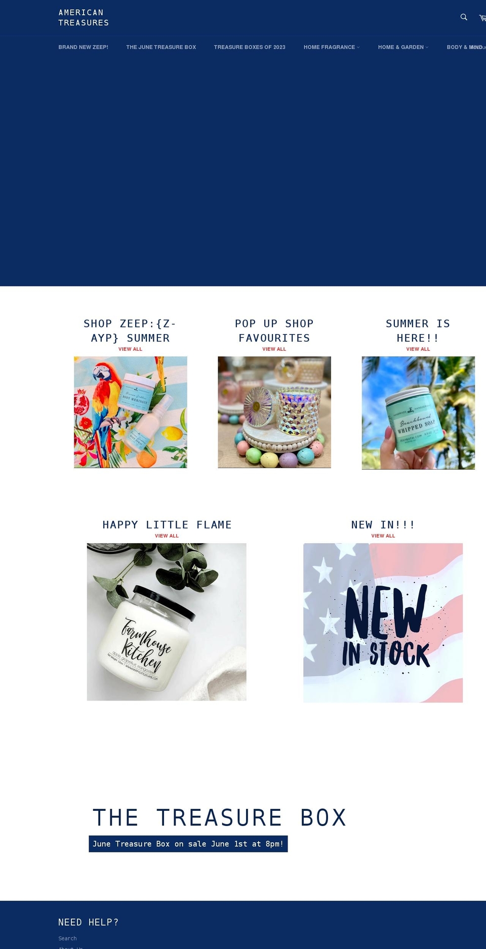 americantreasures.co.uk shopify website screenshot
