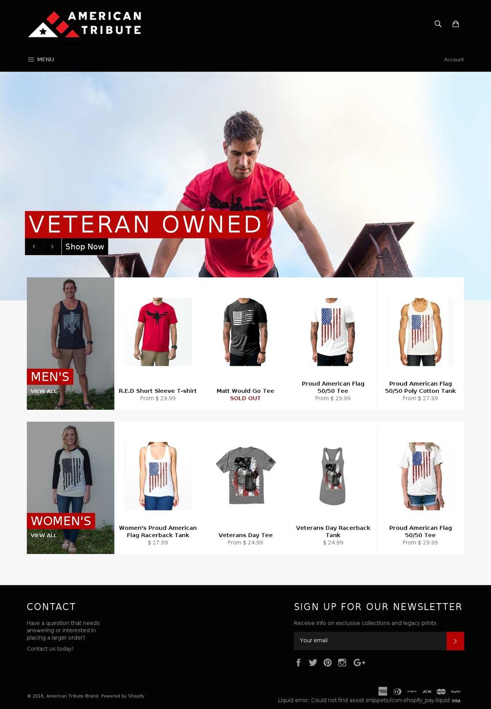 americantributebrand.com — Shopify storefront screenshot