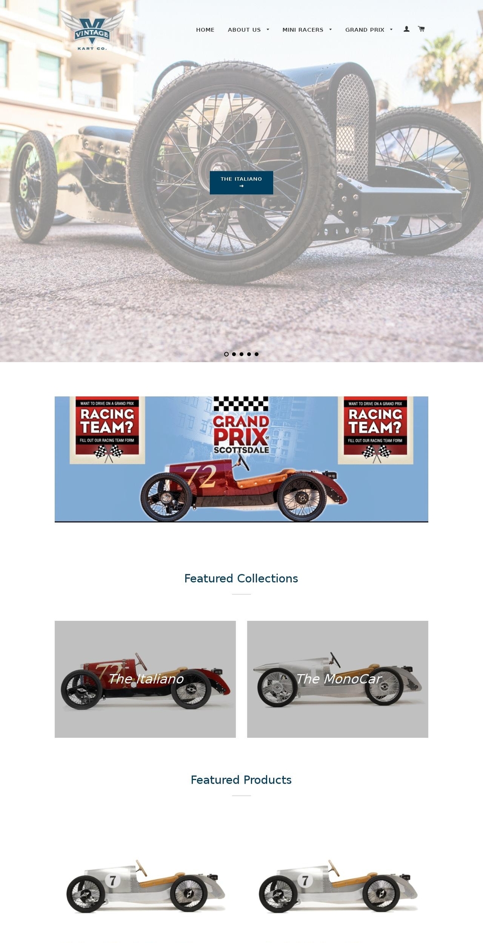 americanvintageracers.com shopify website screenshot