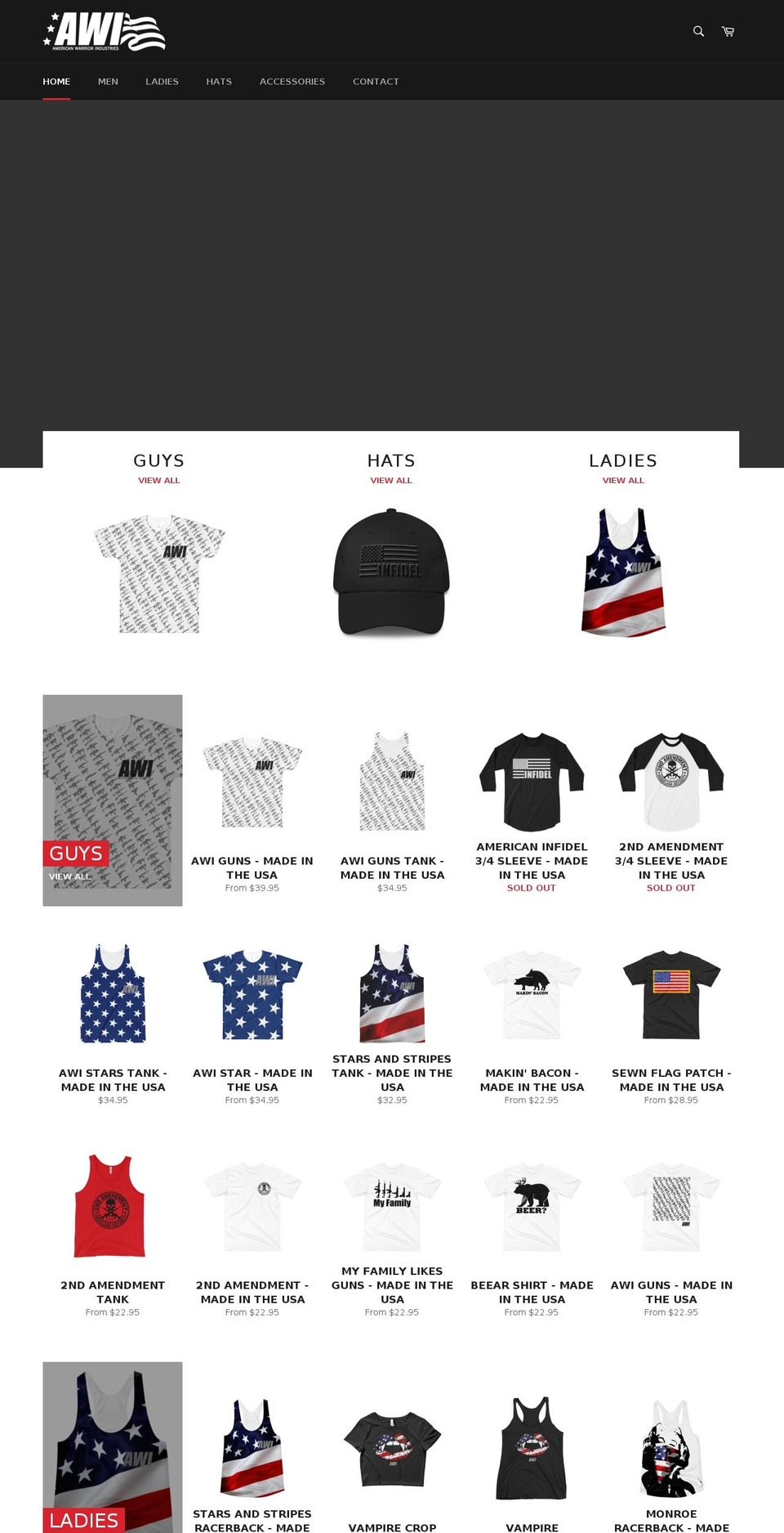 americanwarriorindustries.com — Shopify storefront screenshot