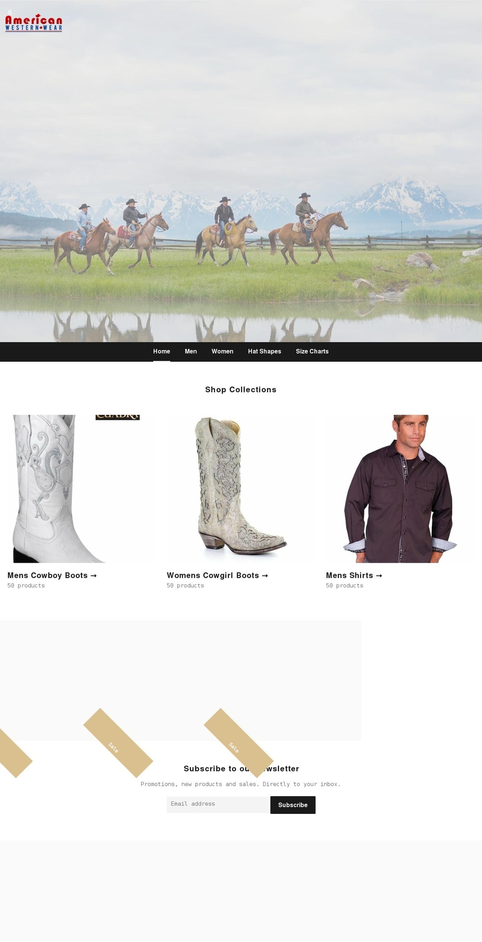 americanwesternwear.com shopify website screenshot